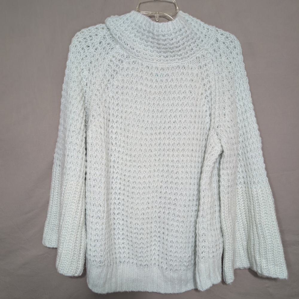 Maeve 1X Anthropologie Sweater Cowl Mint Green Dionne Bell Sleeve Wool Blend